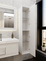 Шкаф пенал для ванной La Fenice Cubo белый, ручка хром