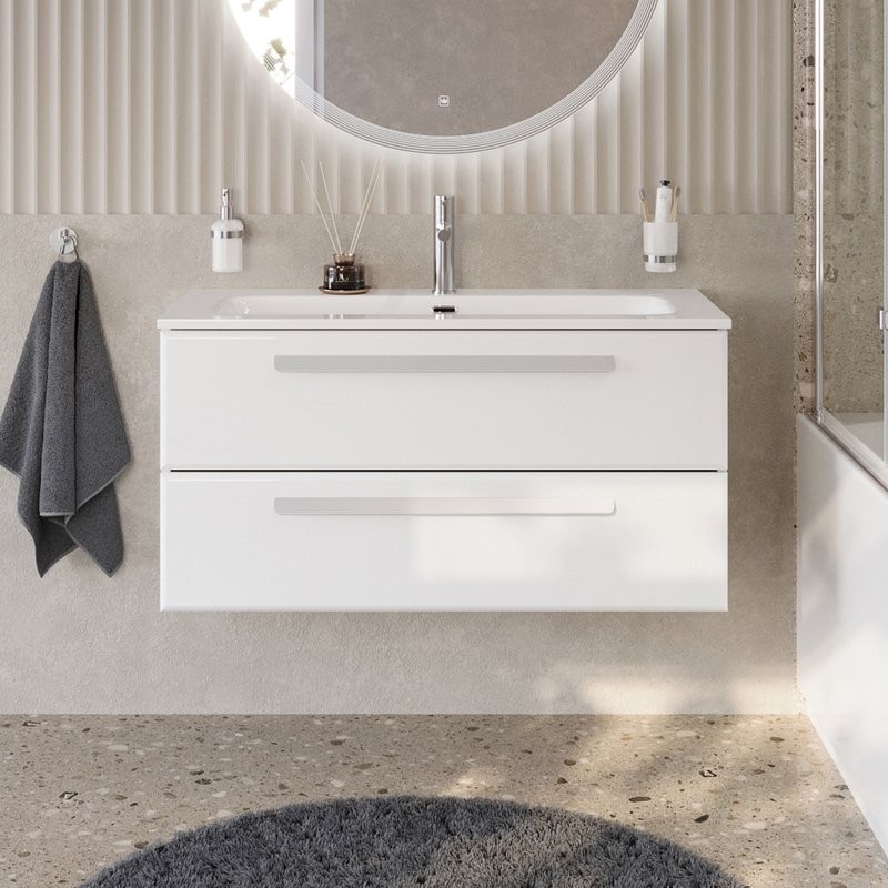 Тумба под раковину без столешницы Cezares Eco Cer-N 100 bianco lucido, ручки сатин