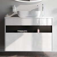 Тумба с раковиной AM.PM Func 100 белый глянец, со столешницей, раковина M8FWCC10510WG