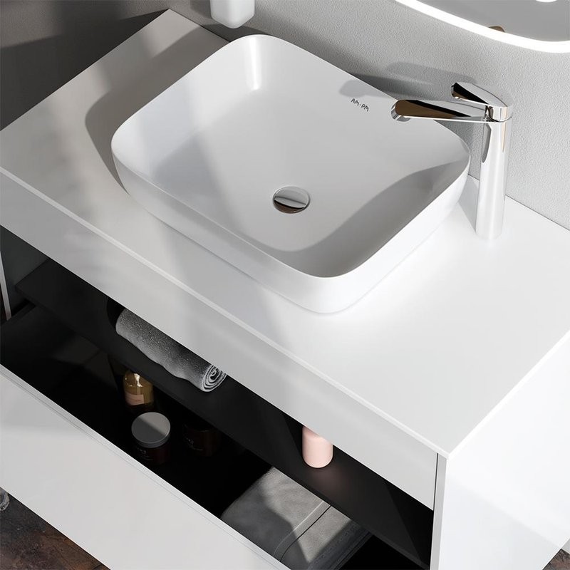 Тумба с раковиной AM.PM Func 100 белый глянец, со столешницей, раковина M8FWCC10510WG