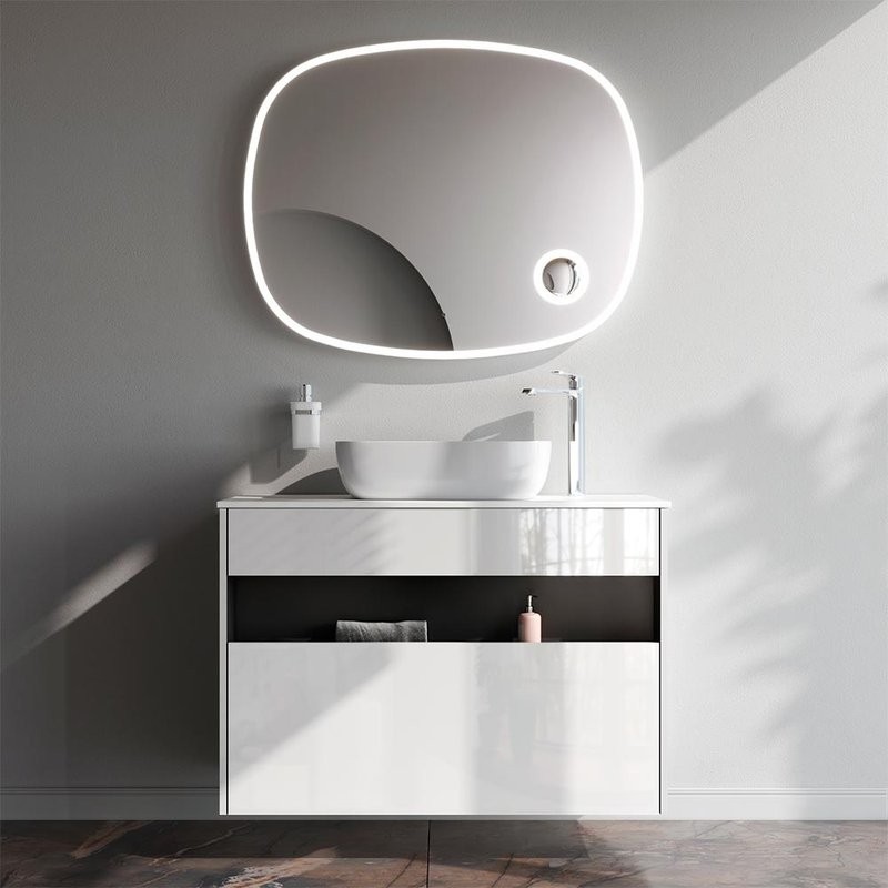 Тумба с раковиной AM.PM Func 100 белый глянец, со столешницей, раковина M8FWCC10510WG