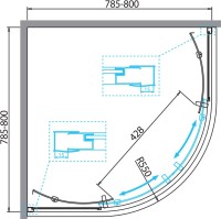 Душевой уголок BelBagno Due R 2 80 C Cr