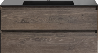 Тумба с раковиной Vincea Luka 100, 2 ящика, темный дуб, с черной раковиной