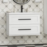 Тумба с раковиной Misty Модерн 80 подвесная, матовая белая