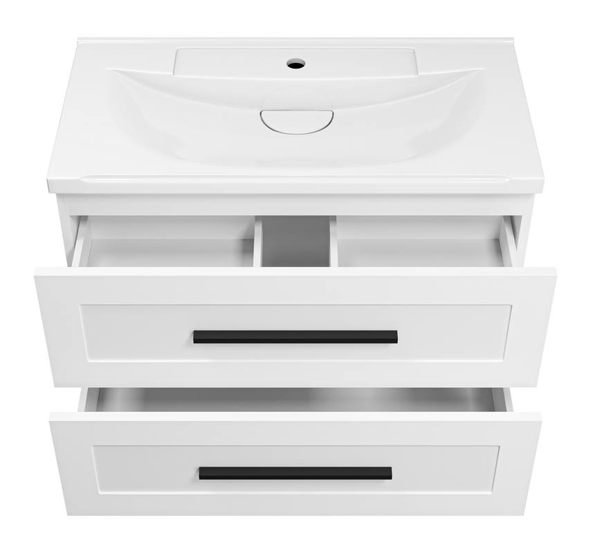 Тумба с раковиной Misty Модерн 80 подвесная, матовая белая