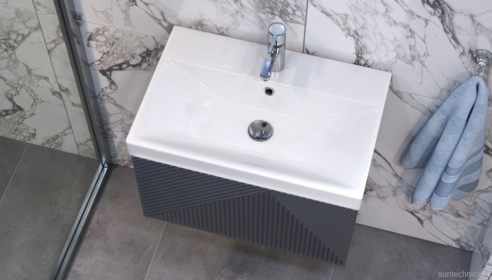 Тумба с раковиной Velvex Edge 60.1Y подвесная, графит