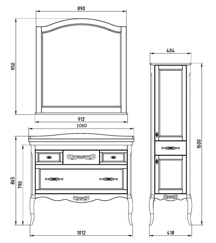 Мебель для ванной комнаты ASB-Woodline Модерн 105 антикварный орех