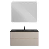 Мебель для ванной комнаты BelBagno Marino 100 подвесная, crema opaco, черная раовина