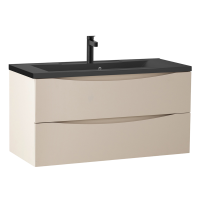 Мебель для ванной комнаты BelBagno Marino 100 подвесная, crema opaco, черная раовина