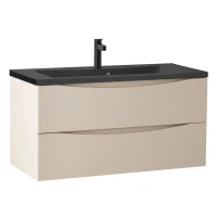 Мебель для ванной комнаты BelBagno Marino 100 подвесная, crema opaco, черная раовина