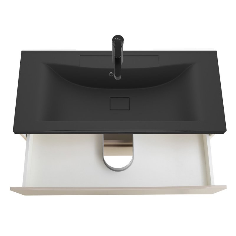 Мебель для ванной комнаты BelBagno Marino 100 подвесная, crema opaco, черная раовина