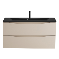 Мебель для ванной комнаты BelBagno Marino 100 подвесная, crema opaco, черная раовина