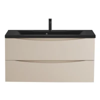Мебель для ванной комнаты BelBagno Marino 100 подвесная, crema opaco, черная раовина