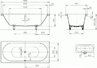 Стальная ванна Kaldewei Classic Duo 110 180x80 см, пристенная, на ножках, с самоочищающимся покрытием