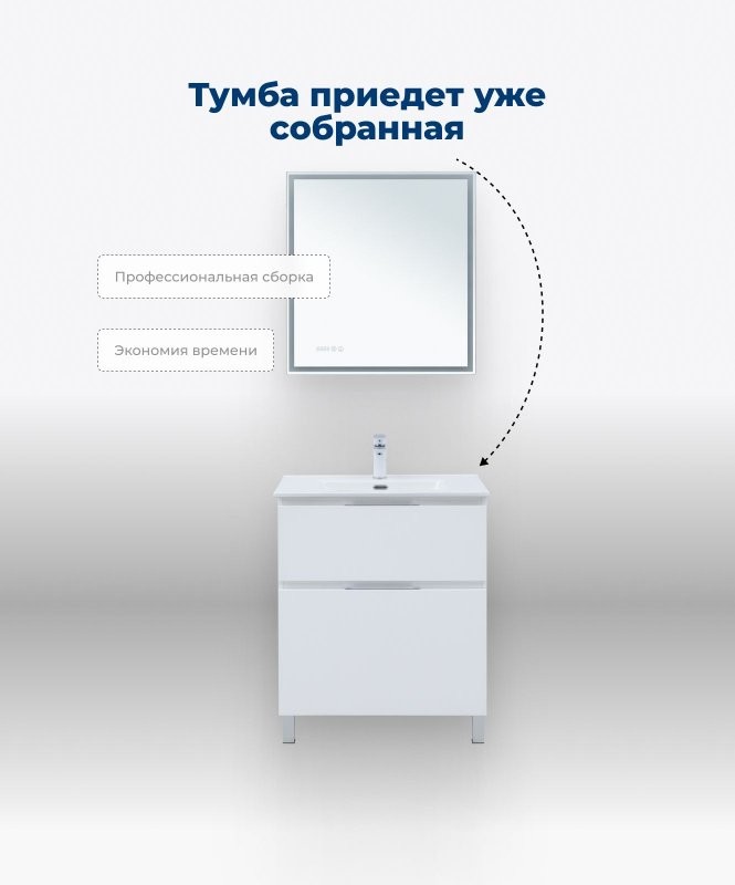 Тумба под раковину Aquanet Алвита New 70 напольная, белый матовый