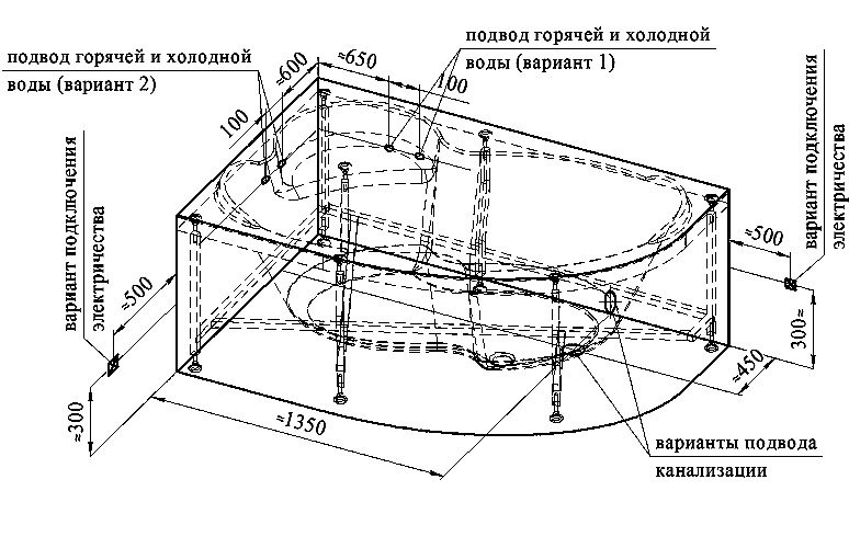 Акриловая ванна Radomir Ирма Релакс 170x110 см, угловая, левая, пристенная, с гидромассажем, белая, асимметричная, с каркасом, с экраном, с сиденьем, со сливом-переливом, с полотенцедержателем
