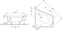 Акриловая ванна Jacob Delafon Odeon Up 140x140 см, угловая, левая, пристенная, белая, асимметричная, с каркасом