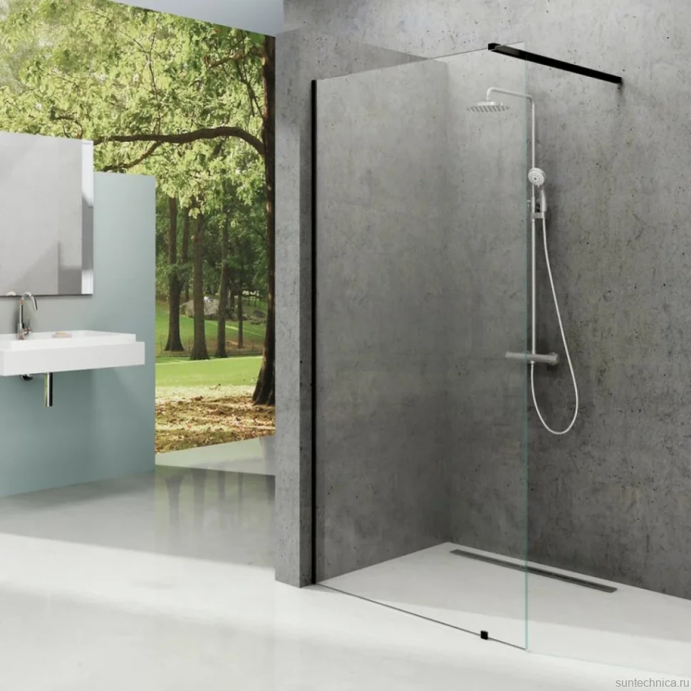 Душевая перегородка Ravak Walk-In Wall 90 + кронштейн 80 см, черный