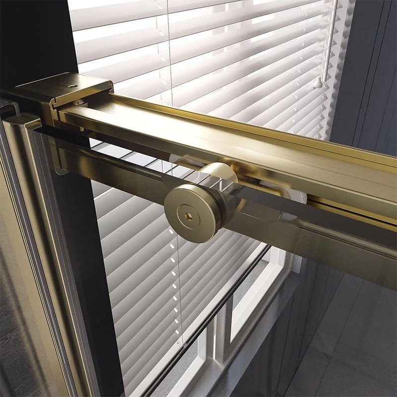 Душевой уголок Veconi Premium Trento PTC-SP-40G 150x80, профиль брашированное золото, стекло прозрачное
