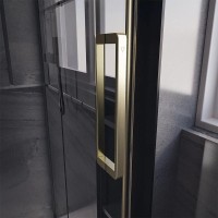 Душевой уголок Veconi Premium Trento PTC-SP-40G 150x80, профиль брашированное золото, стекло прозрачное