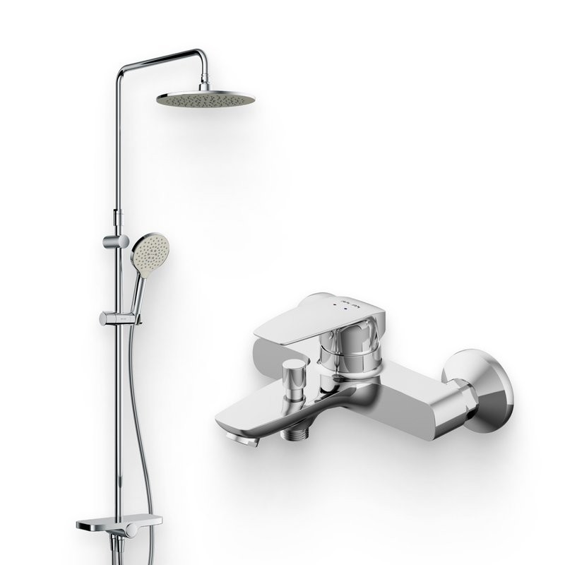 Душевой комплект Смеситель AM.PM Tender F45A10000 + Стойка Like F0780200