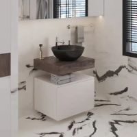 Мебель для ванной комнаты VitrA Ольборг 60: столешница 60, без отверстий, дуб карпентер + тумба 60