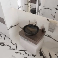 Мебель для ванной комнаты VitrA Ольборг 60: столешница 60, без отверстий, дуб карпентер + тумба 60