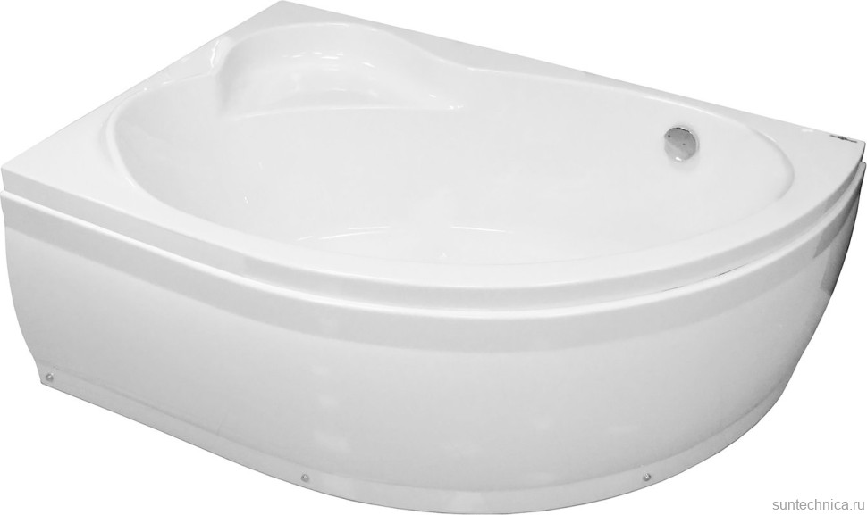 Акриловая ванна Royal Bath Alpine RB 819102 L 170x100 см, угловая, левая, пристенная, белая, асимметричная, с каркасом, с сиденьем