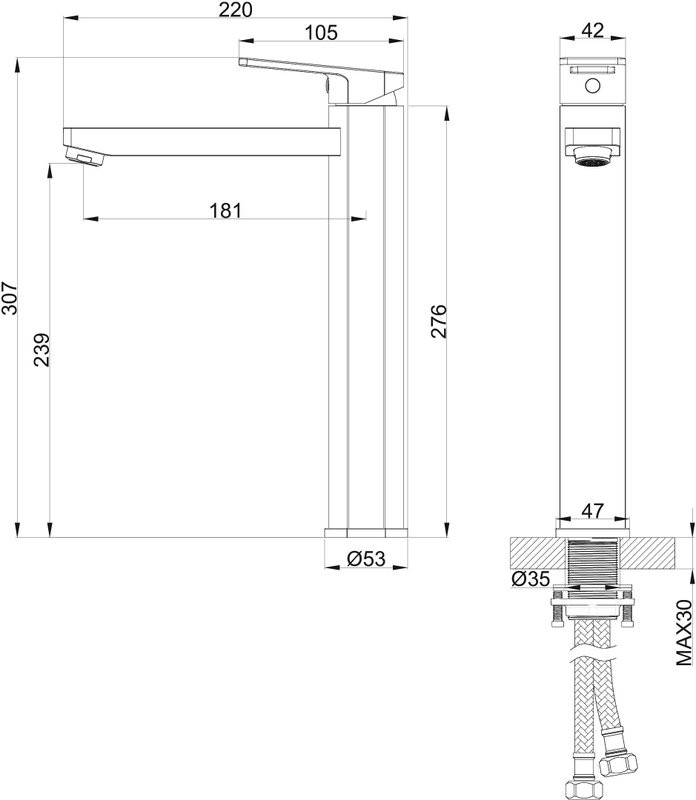 Смеситель для раковины Wonzon & Woghand WW-88239010-MB черный матовый