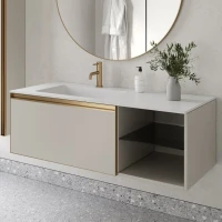 Тумба под раковину без столешницы Armadi Art Quatro 6 120 cashmere, профиль matt gold
