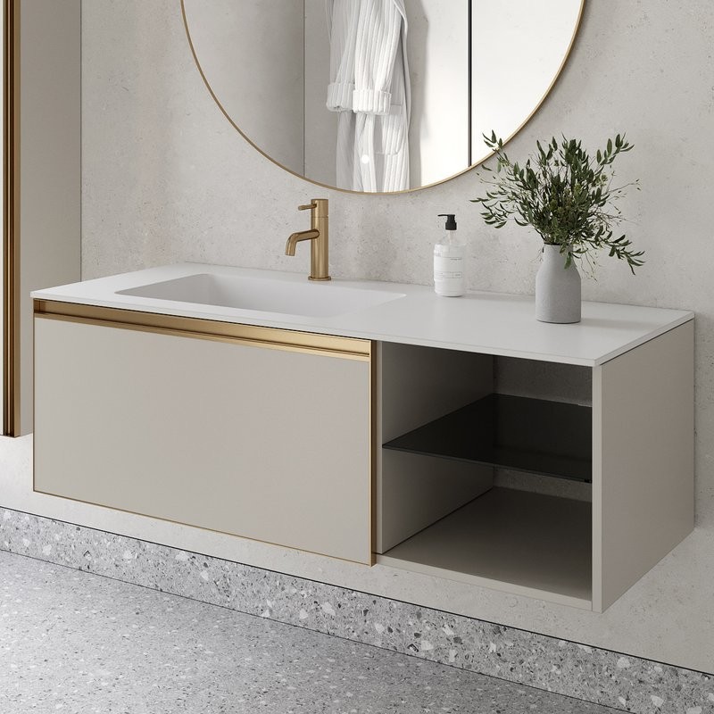 Тумба под раковину без столешницы Armadi Art Quatro 6 120 cashmere, профиль matt gold