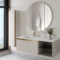 Тумба под раковину без столешницы Armadi Art Quatro 6 120 cashmere, профиль matt gold