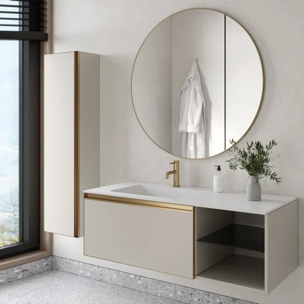 Тумба под раковину без столешницы Armadi Art Quatro 6 120 cashmere, профиль matt gold