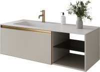 Тумба под раковину без столешницы Armadi Art Quatro 6 120 cashmere, профиль matt gold