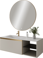 Тумба под раковину без столешницы Armadi Art Quatro 6 120 cashmere, профиль matt gold