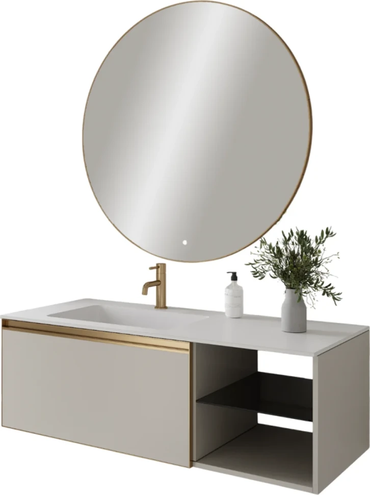 Тумба под раковину без столешницы Armadi Art Quatro 6 120 cashmere, профиль matt gold