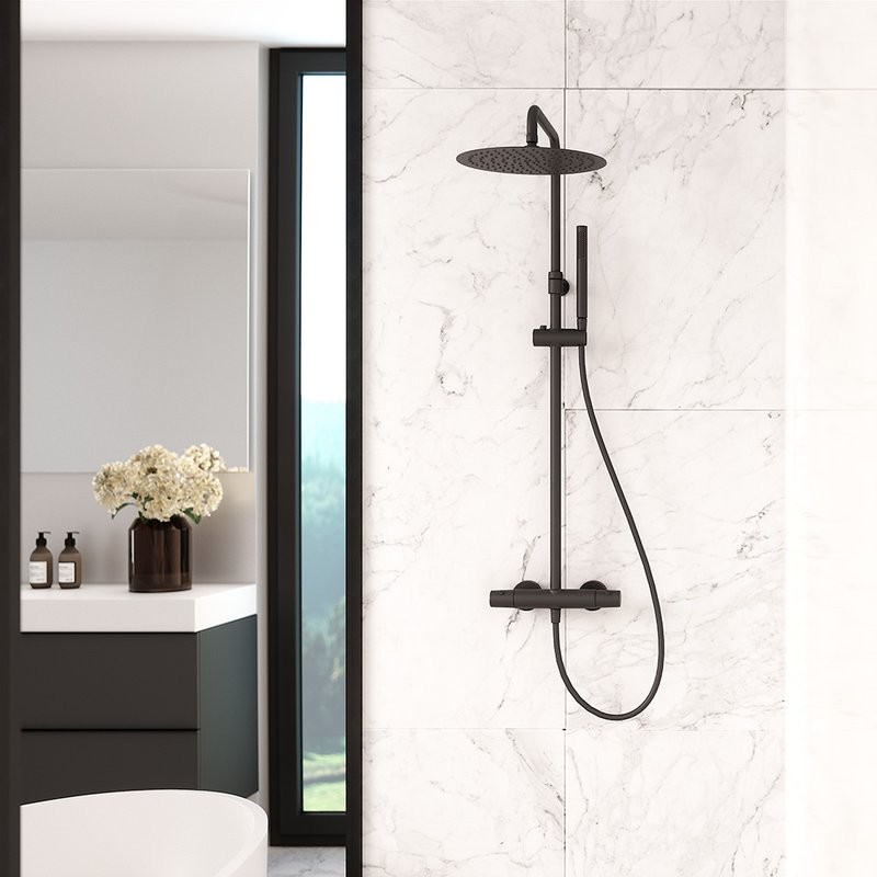 Душевая стойка Ramonsoler Tzar 345402RM250NM черная, с термостатом