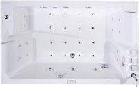 Акриловая ванна Orans BT-62115BR 170x100 см, правая, пристенная, с гидромассажем, белая, с каркасом, для двоих, с экранами, со смесителем, со сливом-переливом, с подсветкой, с подголовником