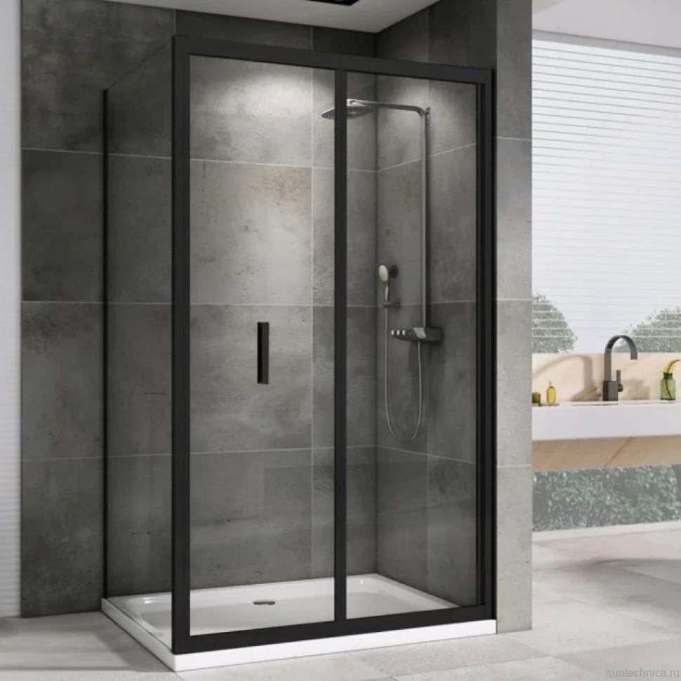 Душевой уголок Abber Sonnenstrand AG07120B-S90B 120x90, профиль черный, стекло прозрачное
