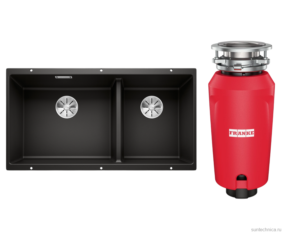 Комплект Мойка Blanco Subline 480/320-U черная + Измельчитель Franke