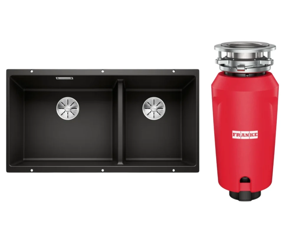 Комплект Мойка Blanco Subline 480/320-U черная + Измельчитель Franke