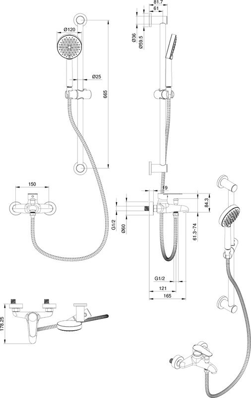 Смеситель для ванны с душем Wonzon & Woghand WW-AE3205-MB матовый черный