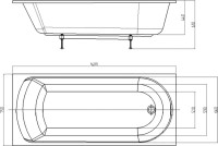 Акриловая ванна AQUATEK Ника 160x75 см, пристенная, белая, на ножках