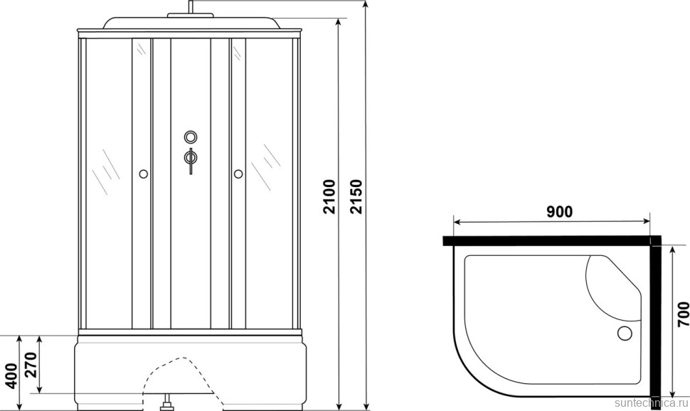 Душевая кабина Niagara Eco E90/70/40R/TN 90х70 см