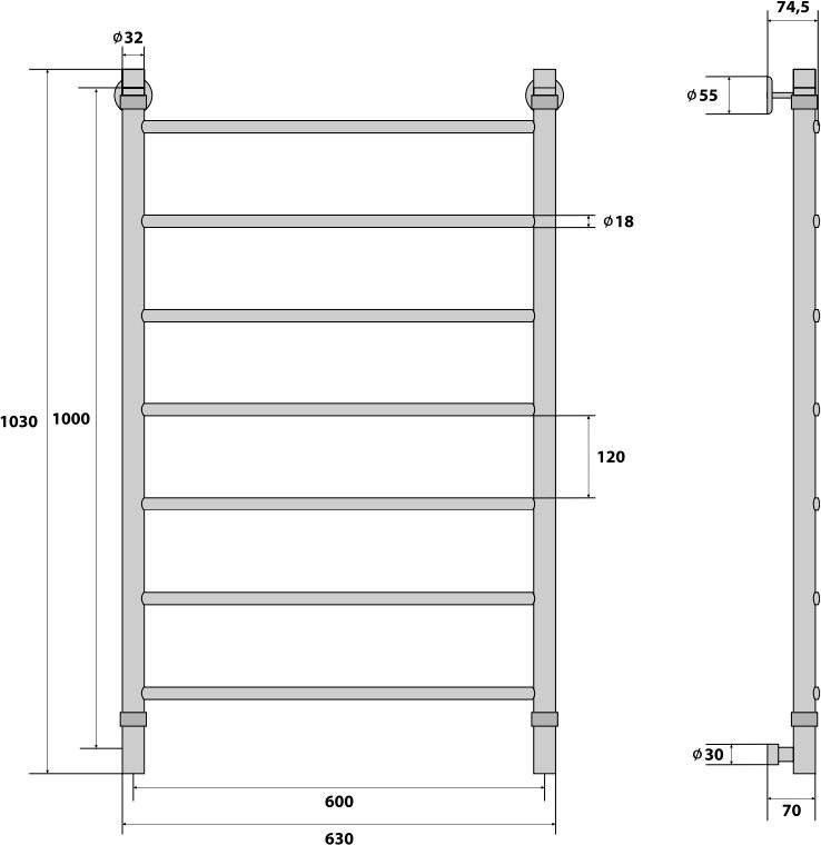 Полотенцесушитель водяной Energy Classic 100x60