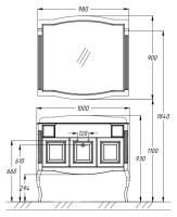 Тумба с раковиной Opadiris Лаура 100 белая с патиной