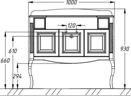 Тумба с раковиной Opadiris Лаура 100 белая с патиной