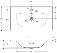 Мебельная раковина BelBagno BB-8099-80 глянцевая белая