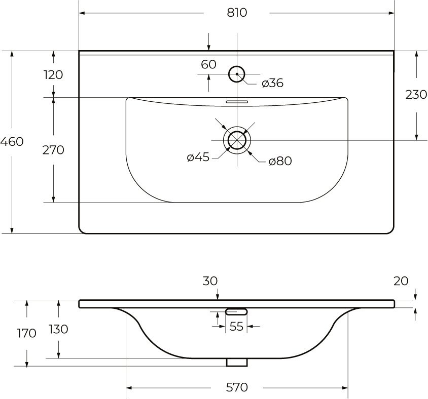 Мебельная раковина BelBagno BB-8099-80 глянцевая белая