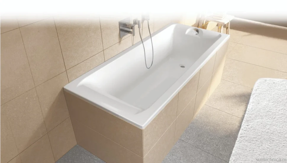 Акриловая ванна EUROLUX Qwatry 150x70 см, пристенная, белая, с каркасом